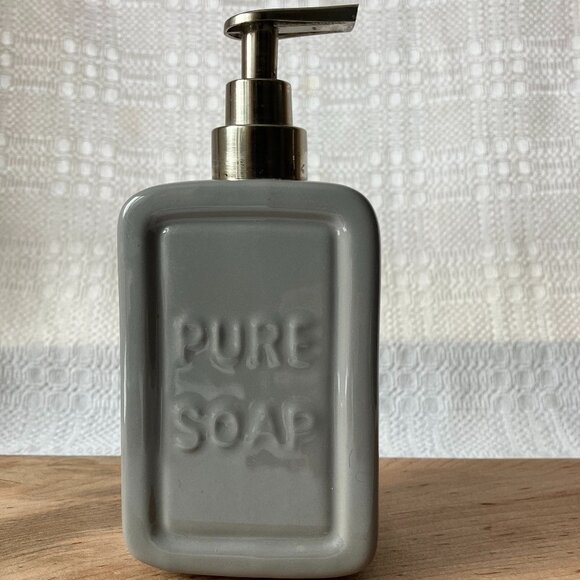 Grey Ceramics Retro Soap Dispenser Soap Bottle Lotion Bottle with Pump, Used - Picture 3 of 9